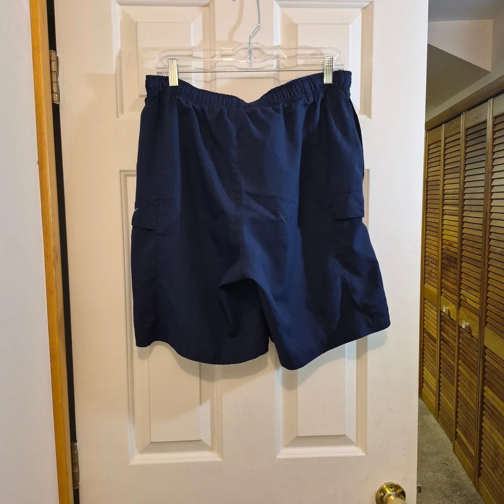 Nike Mens Navy Blue Cargo Swim Trunks Mesh Lined Board Shorts Size Small